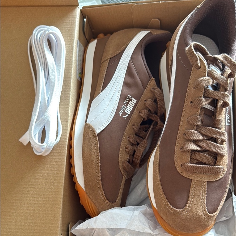 Puma Brown White Orange Retro Sneakers - Picture 3 of 4